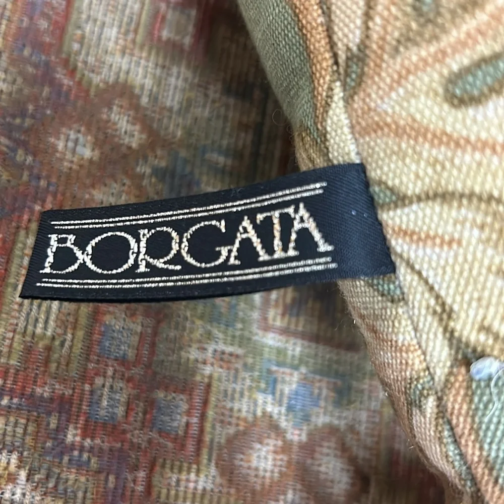 Vintage Borgata Floral Pillow Decorative Tassels Grape Vine Green‎